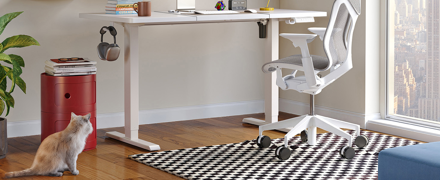 Електричний регульований стіл ErGear 160x80 см з пам'яттю, білий. Підключення до плати 120x60 см для дому та офісу