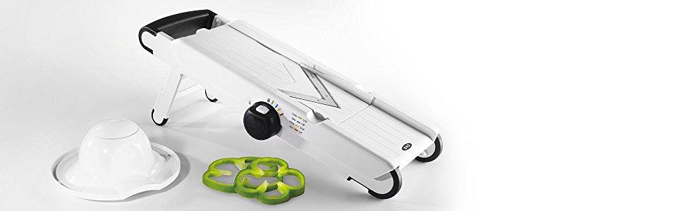 OXO Good Grips Професійний овочефрутовий слайсер 2.0 з лезом з японської сталі, сірий, для кухаря (одинарний, V-подібне лезо)