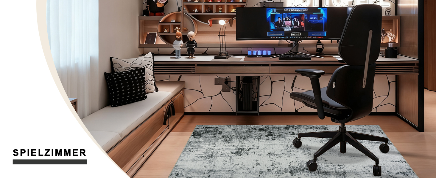 Килимок під стілець для твердої підлоги: захист від подряпин, антиковзання, 120x150 см, чорно-сірий