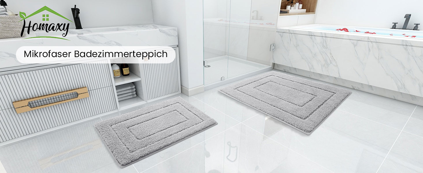 Килимок для ванної кімнати Homaxy з мікрофібри, неслизький, 60x90 см, сірий