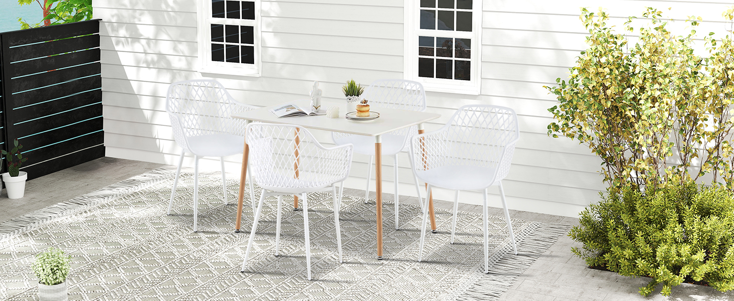 Набір садових стільців для відпочинку на терасі та балконі. Міцні крісла з підлокітниками, витримують до 120 кг, колір білий