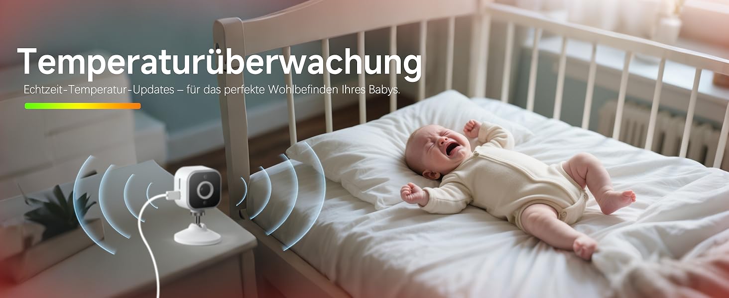 Відеоняня з камерою 1080P без Wi-Fi: монітор, тримач, кліпса для ліжечка, двосторонній звук, датчик температури, виявлення плачу, нічне бачення, 8 колискових, запис фото/відео, SD-карта в комплекті (біла)
