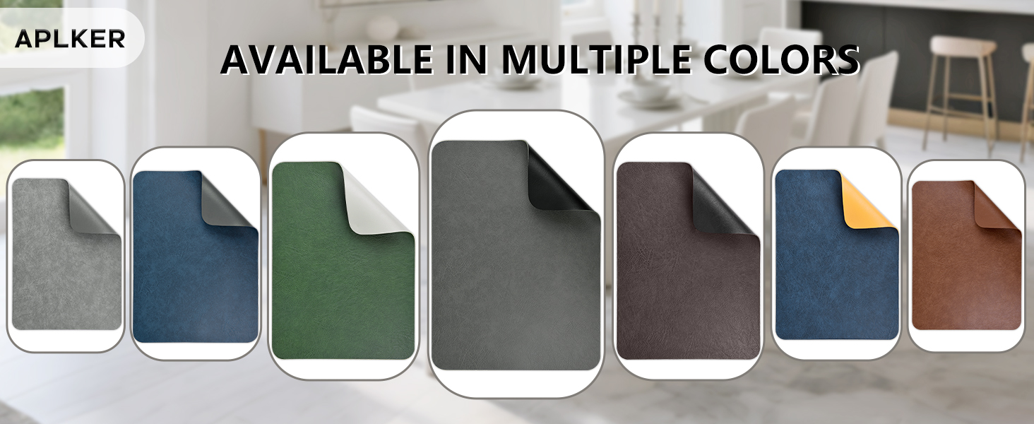 Набір підставок під тарілки 6 шт, неслизькі, миючіся, з штучної шкіри, 40 x 30 см (сірий/чорний)