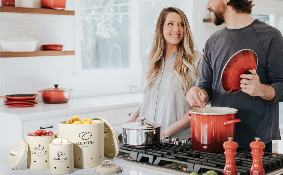 Набір контейнерів для зберігання картоплі, цибулі та часнику (3 шт.), зберігає овочі свіжими