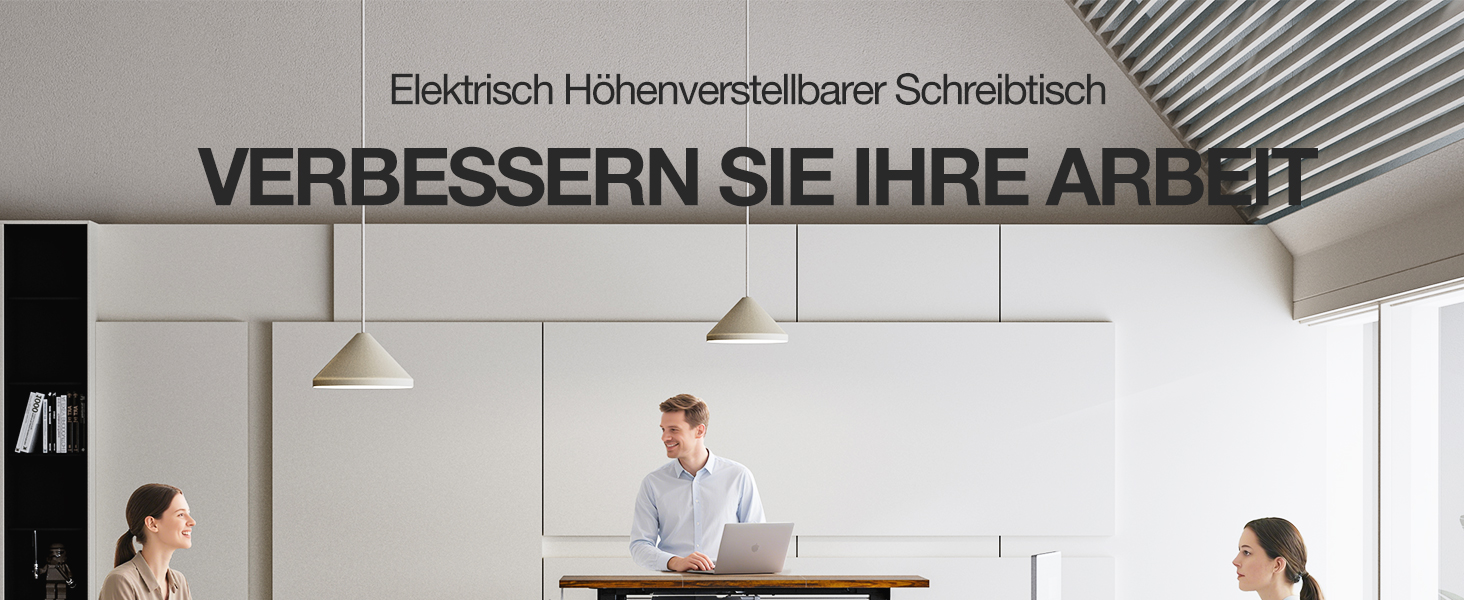 Електричний стіл з регулюванням висоти 120x60 см з функцією пам'яті, для офісу та дому. Білий колір, керування кабелями та гачки.