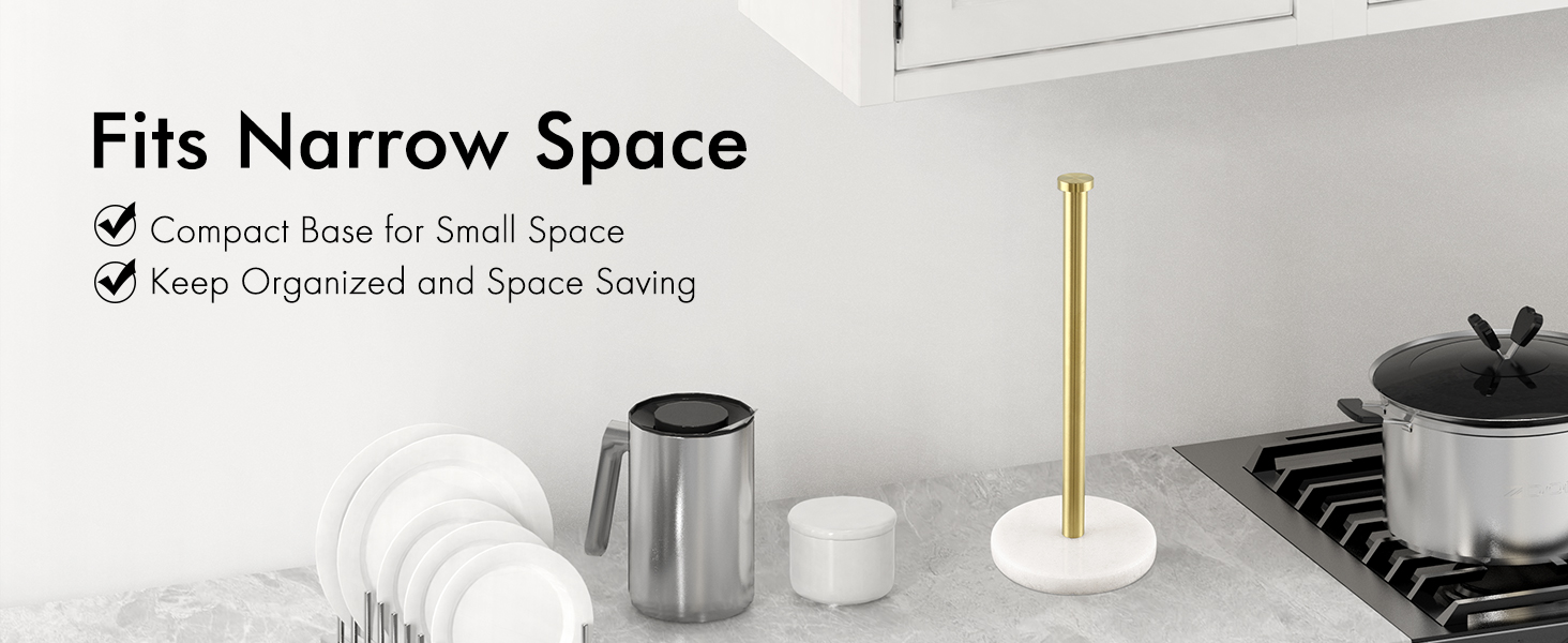 Тримач для паперових рушників KES з мармуром та нержавіючої сталі SUS304, настільний, золотого кольору, 14 см (KPH100S14B-2)