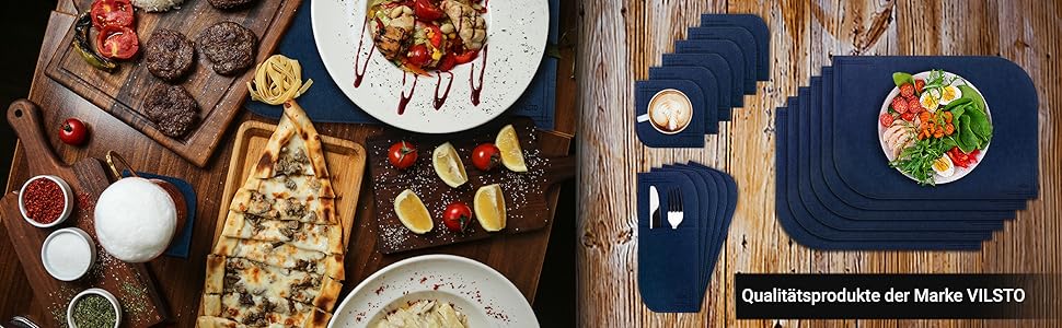 Набір килимків на стіл VILSTO, 18 шт., миючі, для посуду, склянок, столових приборів, декор кухні, обідній стіл, килимок, легко миється, лісовий зелений (темно-синій)