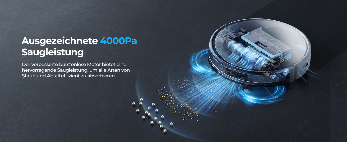 Робот-пилосос Laresar Clean з функцією миття, 4000Pa, 150 хв роботи, керування через додаток, для твердих підлог, килимів та шерсті тварин (білий)