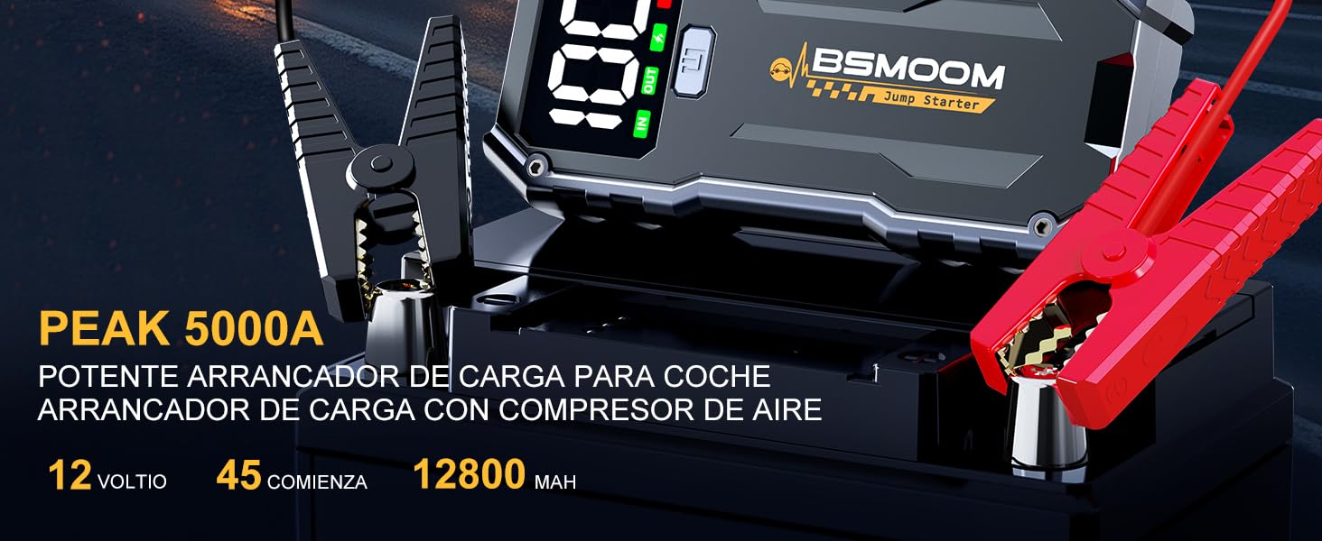 Powerbank для автомобіля Starthilfe 5000A: Jump Starter з LED та QC 3.0 USB для 12V авто, мотоциклів та газонокосарок