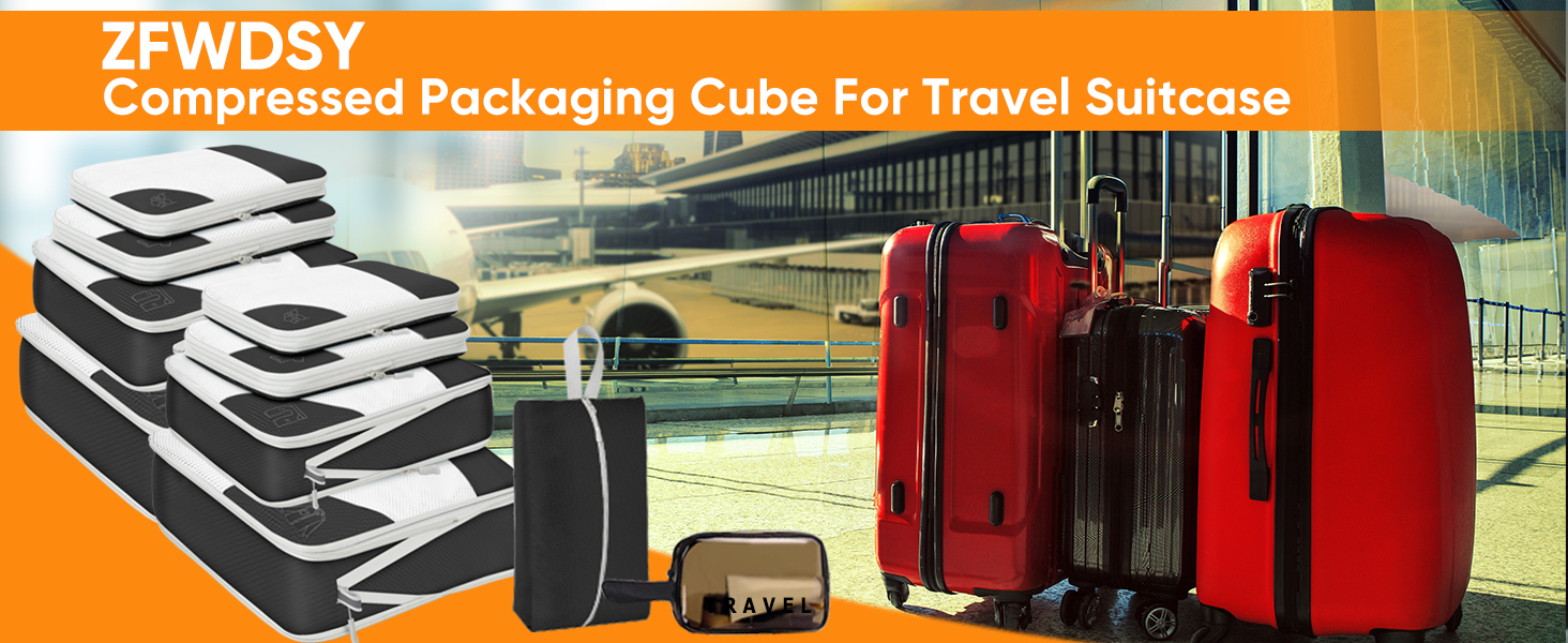 Набір компресійних органайзерів для подорожей Packwürfel, 10 предметів, чорні сумки-пакувальники для економії місця у валізі