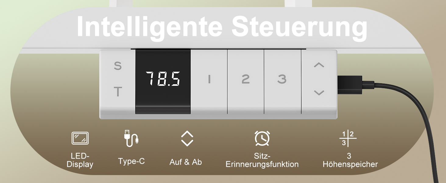 Електричний стіл Devoko з регулюванням висоти 200x80 см, білий, з USB-C зарядкою та органайзером для кабелів