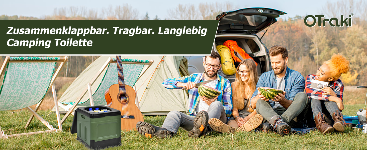 Зручна складана мобільна туалетна кімната OTRAKI для кемпінгу, фестивалів та подорожей (зелена)