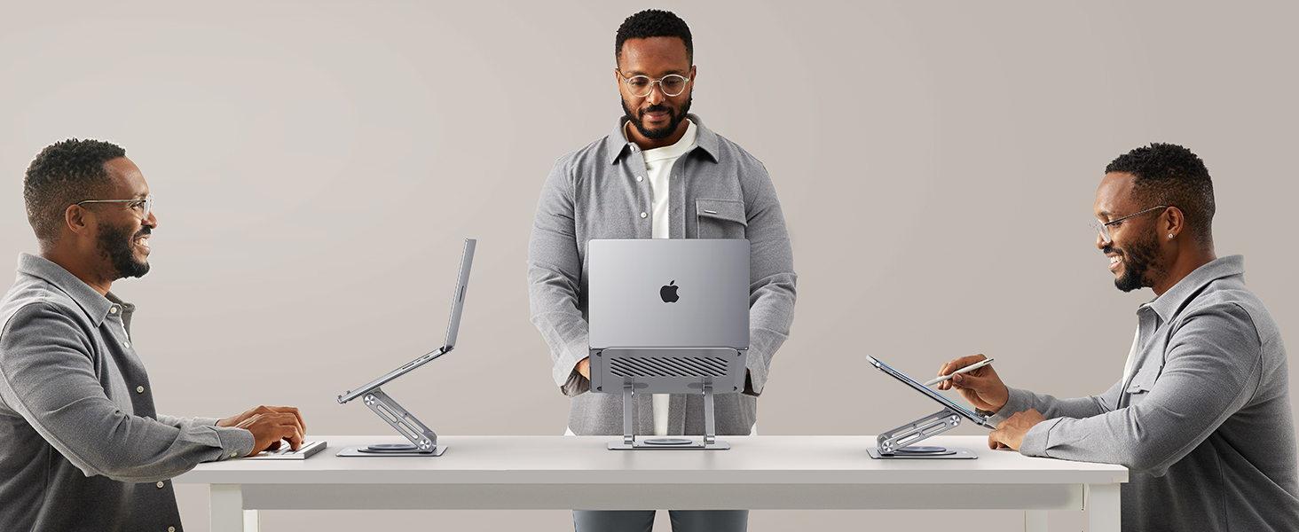 Підставка для ноутбука UGREEN 360° з регулюванням висоти, складна, сіра. Сумісна з MacBook, Air, Pro та ноутбуками 10-17.3