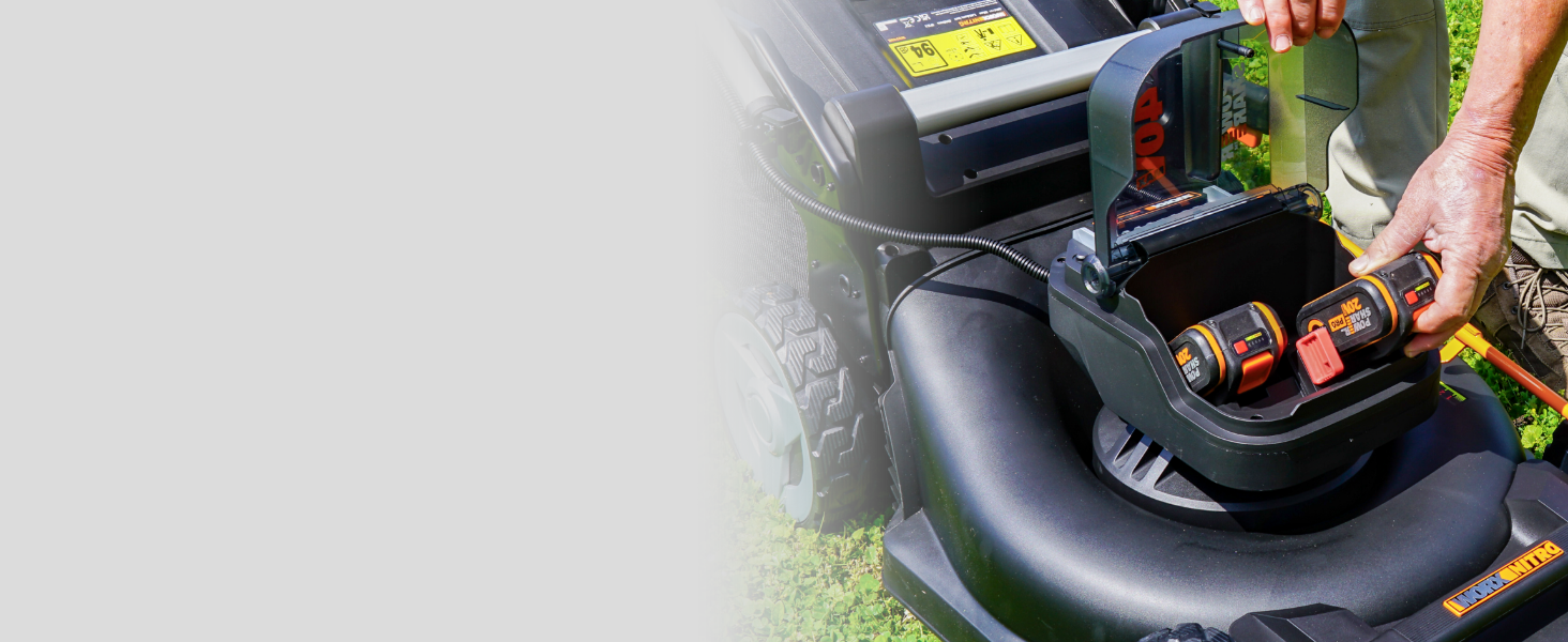 Акумуляторний газонокосарка WORX WG749E 40V PowerShare з радіоприводом, безщітковий двигун, ширина зрізу 46 см, 7 положень висоти зрізу, чорний (Modern), з акумулятором та зарядним пристроєм