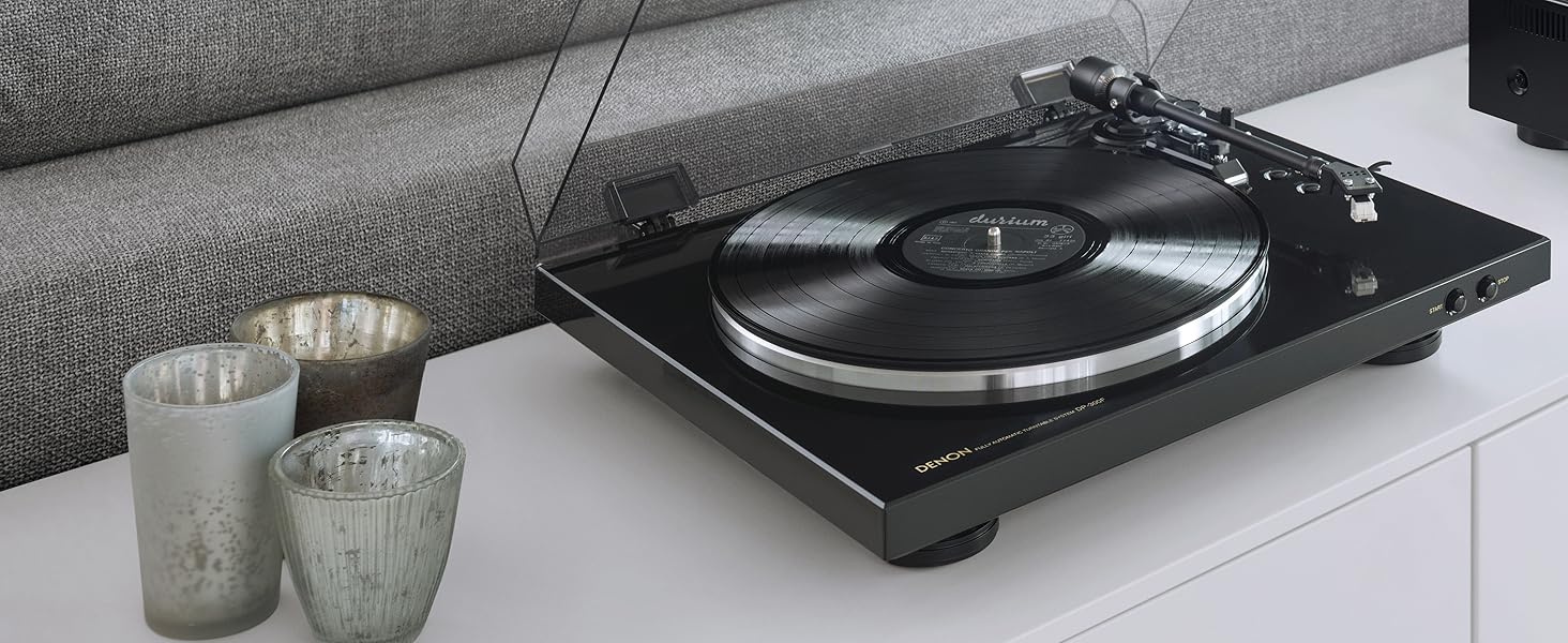 Denon DP-300F повністю автоматичний програвач вінілу з ремінним приводом, вбудованим передпідсилювачем, чорний