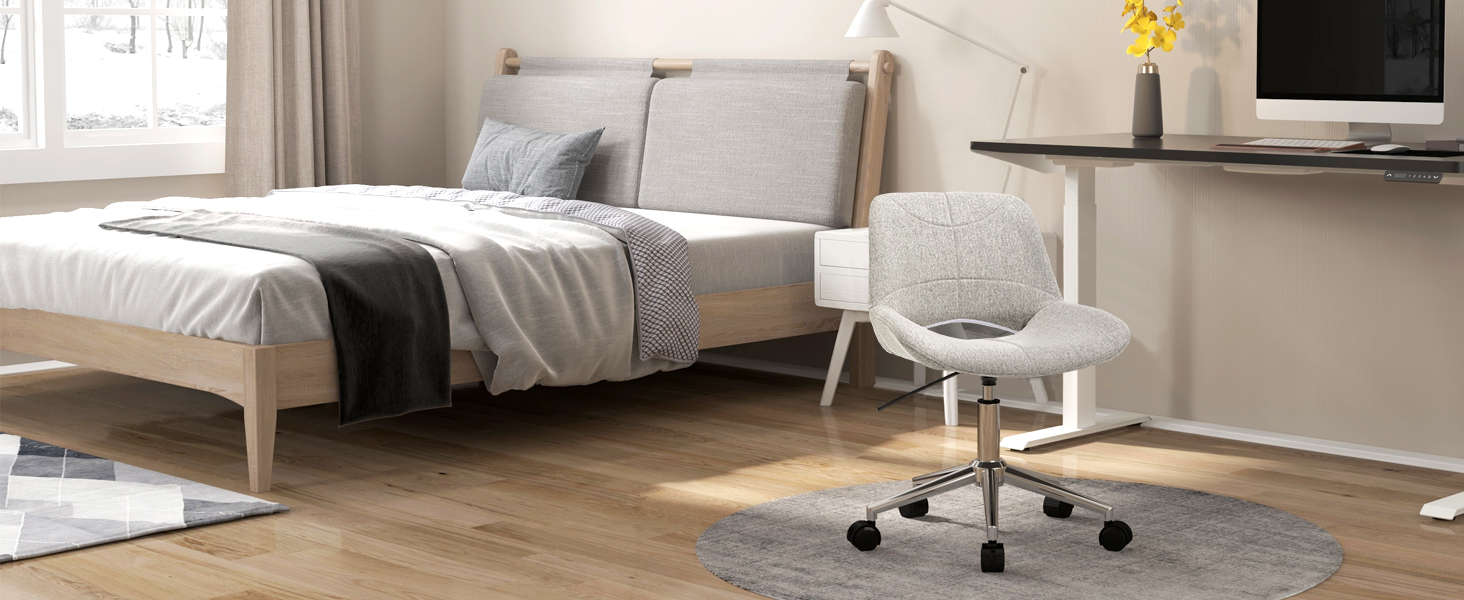 Офісне крісло HOMCOM з регулюванням висоти, комп'ютерне крісло з металевим каркасом, сірий колір, до 110 кг, 49 x 56,5 x 73-82,5 см