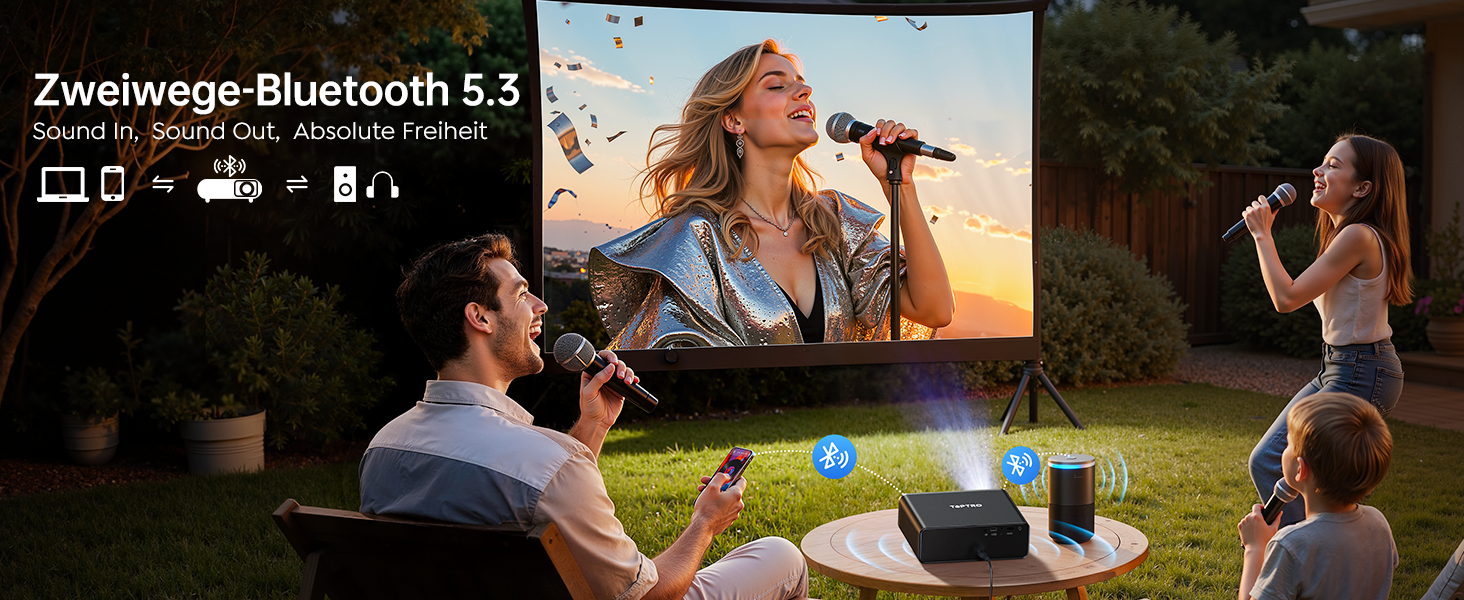 Smart проектор TOPTRO 4K HDR10 WiFi 6 Bluetooth: Dolby Audio, 1000 ANSI лм, Автофокус, Трапецеїдальна корекція 6D, Підтримка Netflix, Чорний