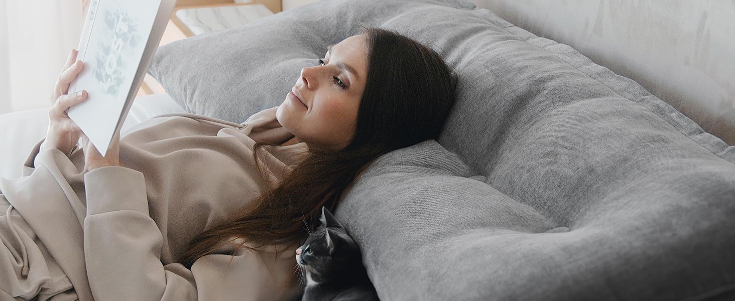 Підвалинник для спини Björn&Schiller - подушка для читання для ліжка та дивана, клиновидна подушка, спинка для стіни, сидіння, подушка для стіни, велика знімний чохол (Сірий, 140 см)