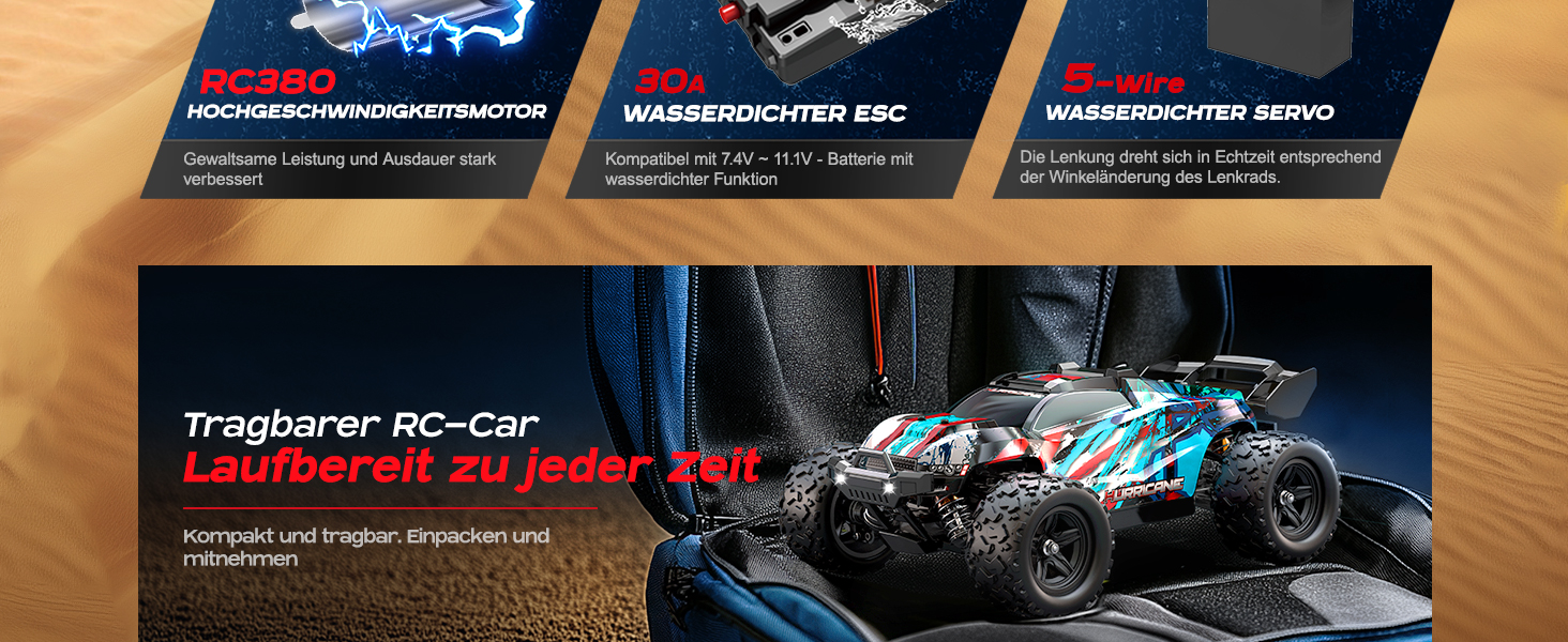 RC Автомобіль 1:18 Monstertruck 4WD, Повнопривідний позашляховик 40 км/год з металевим редуктором та 2x акумуляторами 1300mAh, Синій - для дорослих та дітей від 10 років