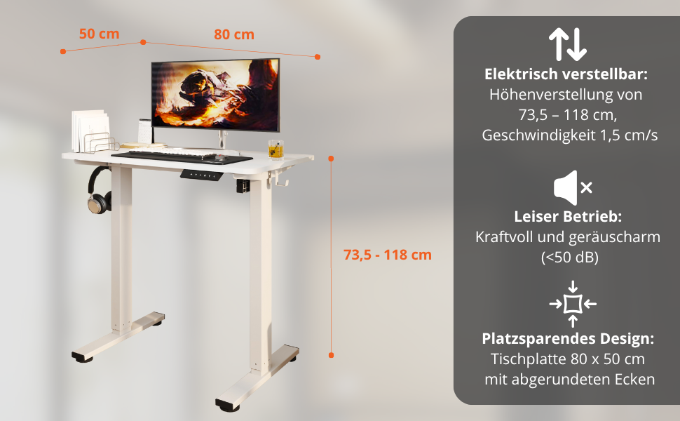 Регульований по висоті письмовий стіл MiniDesk (73–118 см), білий