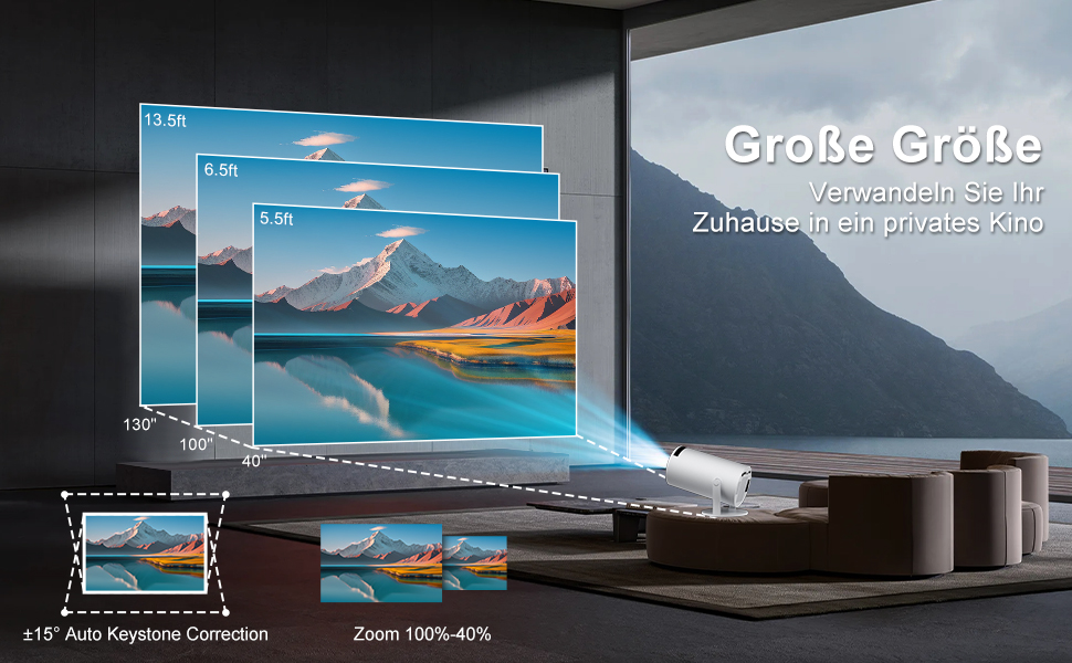 Міні проектор Salange HY300Pro+ 4K з Wi-Fi 6, Bluetooth 5.2 та Android 11.0 для домашнього кінотеатру. Підтримка 180° повороту, сумісний з телефоном, Xbox, ноутбуком, TV Stick, USB. Білий колір.