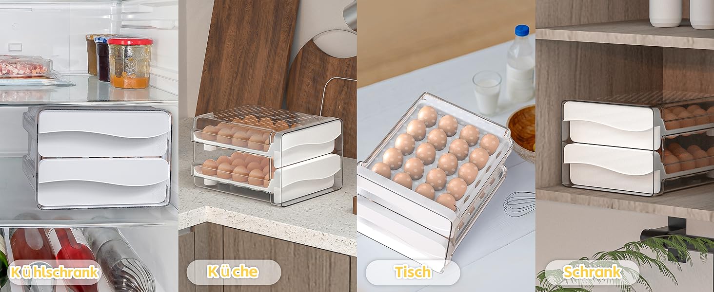 Контейнер для яєць Deecam на 40 яєць, органайзер для холодильника, прозорий, білий