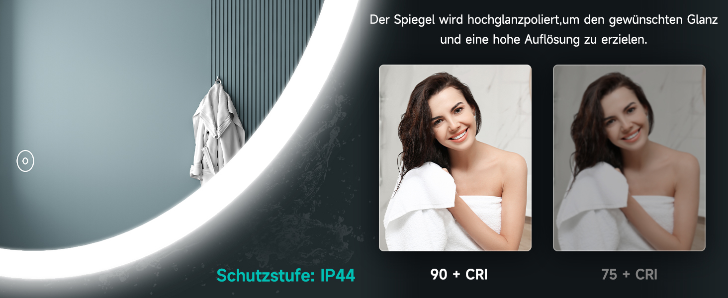 Дзеркало для ванної кімнати SONNI LED з підсвічуванням 80x60 см, прямокутне, біле