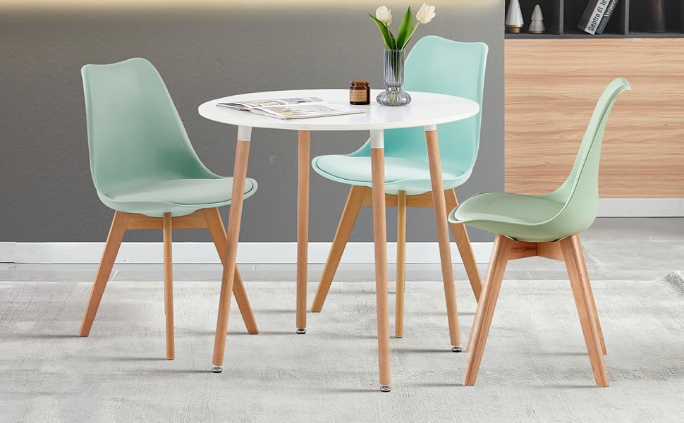 Круглий стіл DORAFAIR, скандинавський кухонний стіл, MDF, білий, 80x80x72 см, 4 ніжки, для кухні, офісу, конференцій, кав'ярні