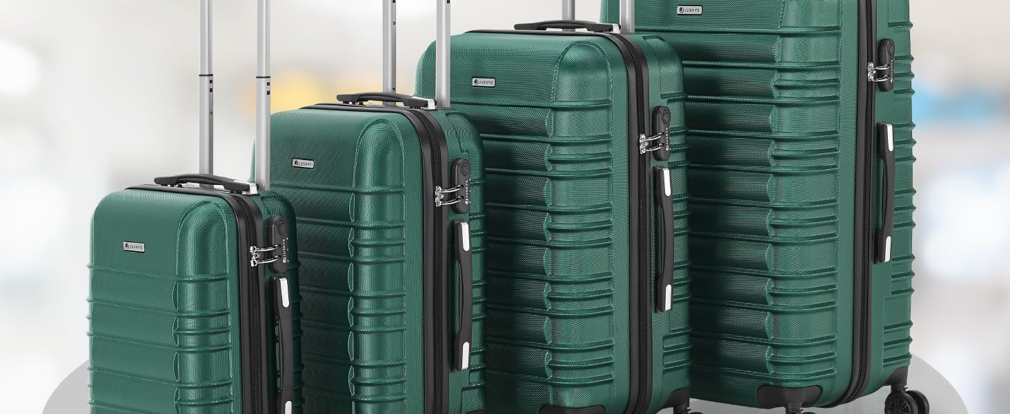 Набір валіз Juskys Hartschale 3 шт. з кодовим замком, тихі колеса 360°, телескопічна ручка, легкі - зелений колір