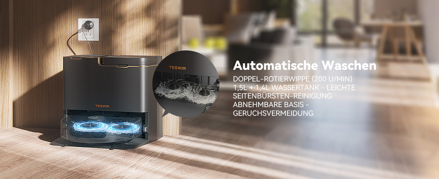 Робот-пилосос Tesvor S8 Pro з функцією миття - 8000Pa, 3в1, LiDAR-навігація, 240 хв роботи, керування через додаток/Alexa, для шерсті тварин, килимів та твердих підлог