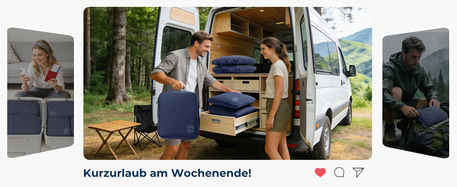 Набір компресійних органайзерів для одягу в дорогу (5 шт), нейлонові дорожні сумки-кубики для валізи та рюкзака, темно-синій