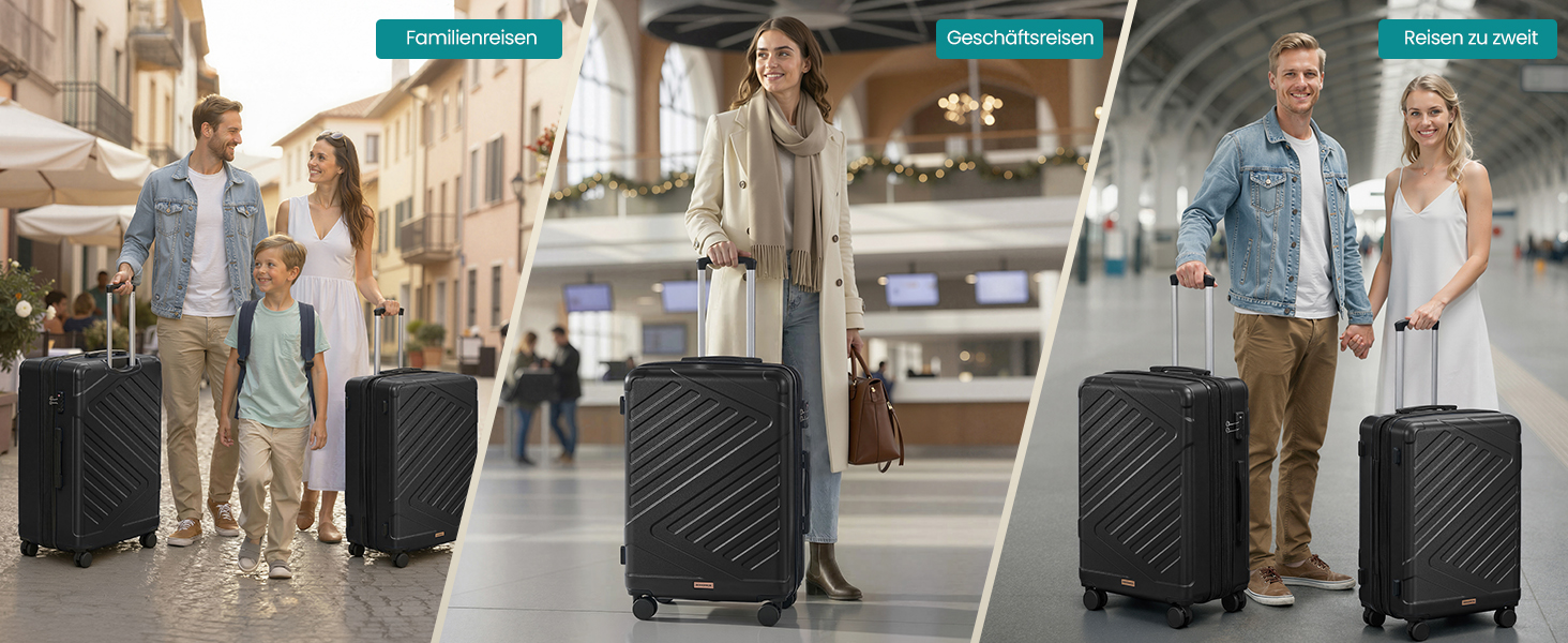 Валіза для подорожей SONGMICS, жорстка Expandable валіза з ABS-пластику, TSA-замок, 4 подвійні колеса, велика (L), 65 см, чорна (RLP002B101)