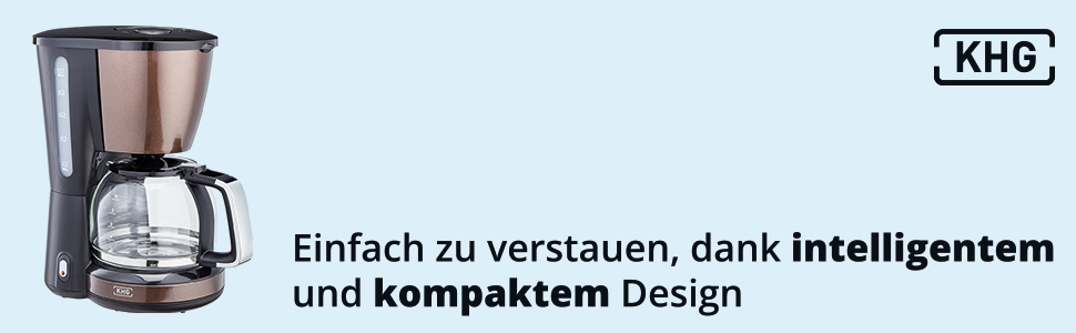 Кавоварка KHG KA-123(MMS) виготовлена з пластику в кольорі mocca/black, місткість 10 чашок, зі скляним глечиком 1,25 літра, функція збереження тепла, автоматичне вимкнення, індикатор рівня води, крапля-стоп