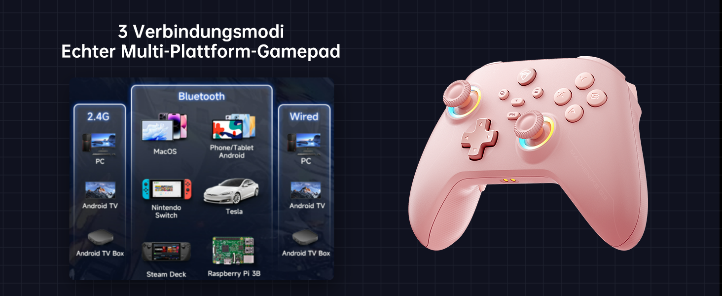 Геймпад Machenike G3V2 для PC, Switch, iOS, Android - бездротовий контролер з RGB-підсвічуванням та програмованими кнопками