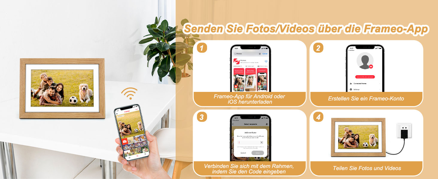 Цифровий фоторамка з дерева, Wi-Fi, 32GB, 10.1