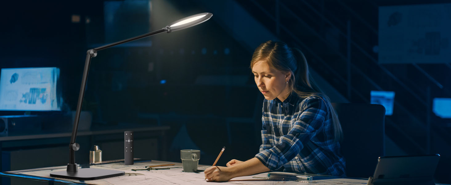LED лампа VERSKI для дому та офісу з пультом, для відеоконференцій Zoom, з регулюванням яскравості та кольорової температури, 18W, чорна
