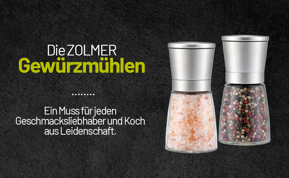Набір з 2 млинів для спецій Zolmer з регульованою керамічною млином-млин для солі і перцю, виготовлений з високоякісної нержавіючої сталі-Auc
