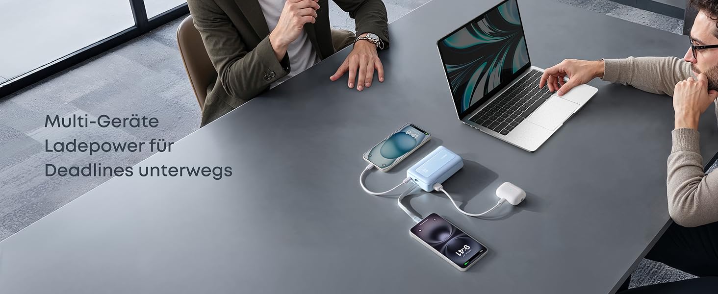 Powerbank Anker Zolo (2025 Upgrade) 20000mAh 30W з USB-C кабелем. Підходить для iPhone, Galaxy та інших пристроїв. Білий