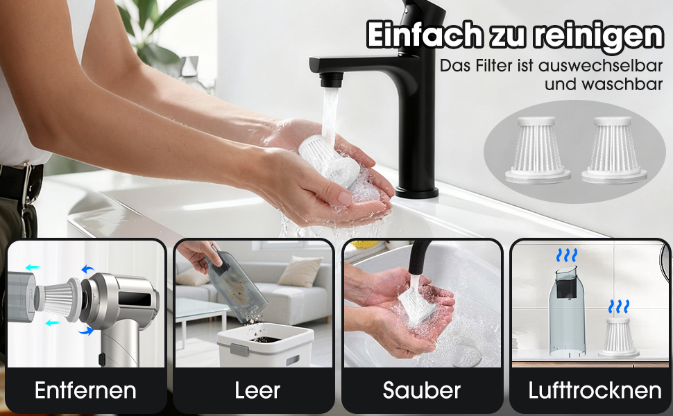 Акумуляторний ручний пилосмок для авто та дому 22000Па, безщітковий двигун, з функцією видування, 3 HEPA-фільтрами та набором щіток