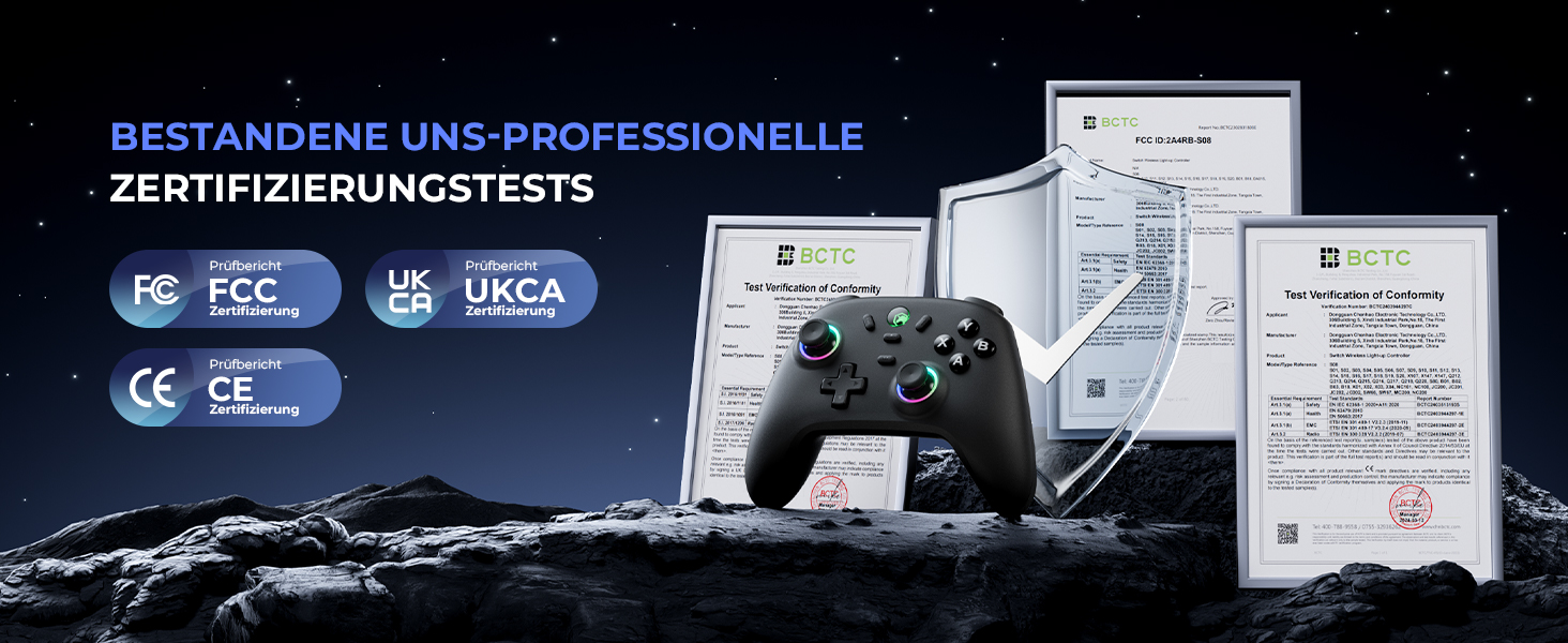Ігровий бездротовий контролер ECHTPower для PC, Switch, Steam Deck, Android, iOS — RGB-підсвітка, Hall-джойстики, Turbo, вібрація, акумулятор 800mAh, чорний