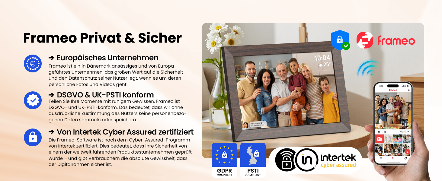 Frameo Цифровий фоторамка WiFi, 10.1 дюйма, HD IPS сенсорний екран, 32 ГБ пам'яті, автоматичне обертання, хмарна підтримка, віддалене завантаження фото та відео