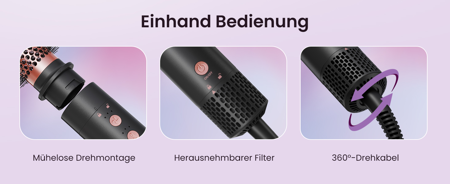 BESTOPE PRO Локкенстаб: Набір для створення локонів 5-в-1 з 3 насадками, регулюванням температури, швидким нагрівом, рукавичкою та кліпсами, рожеве золото (чорний 5-в-1)