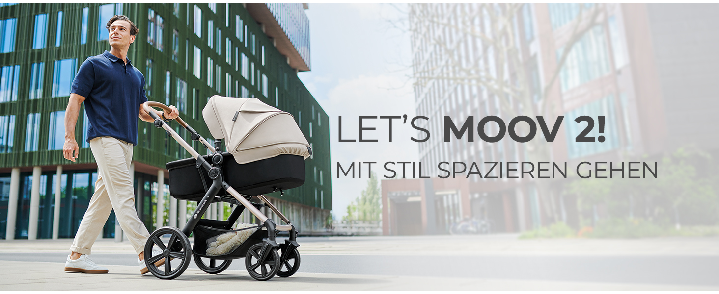 Дитяча коляска Kinderkraft MOOV2 4 в 1 з автокріслом I-SIZE, бежевий PRO, до 22 кг