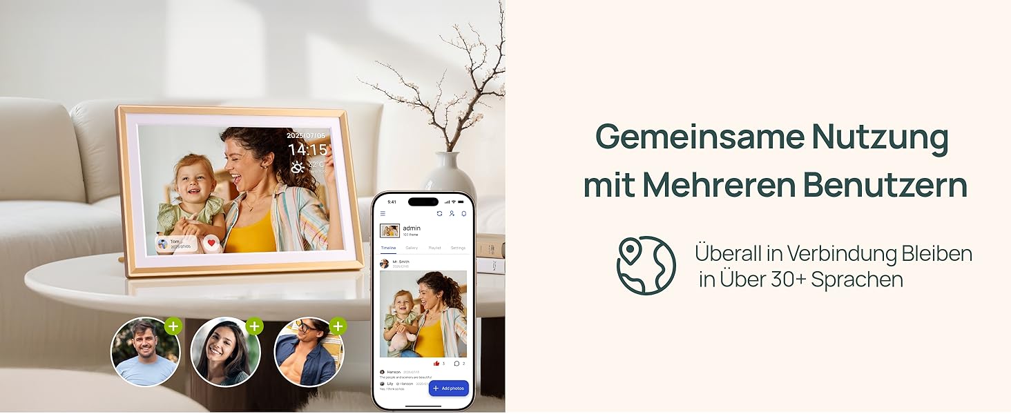ARZOPA D10: Металевий цифровий рамка для фото 10.1' з хмарним сховищем, сенсорний екран HD, без підписки, для обміну фото та відео, індивідуальна привітальна картка - D10 Gold