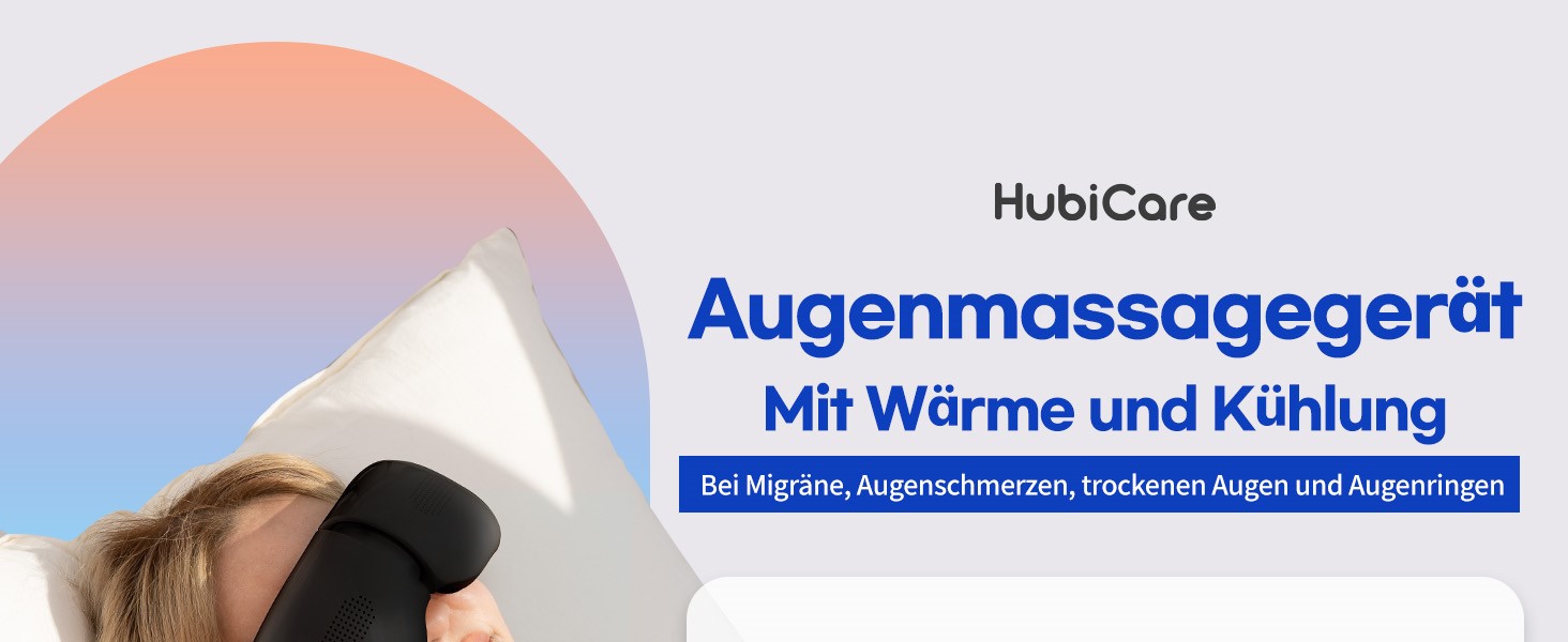 Масажер для очей HubiCare з підігрівом та охолодженням, компресією та вібрацією. Зняття мігрені, сухих очей, втоми. Bluetooth, білий (чорний)