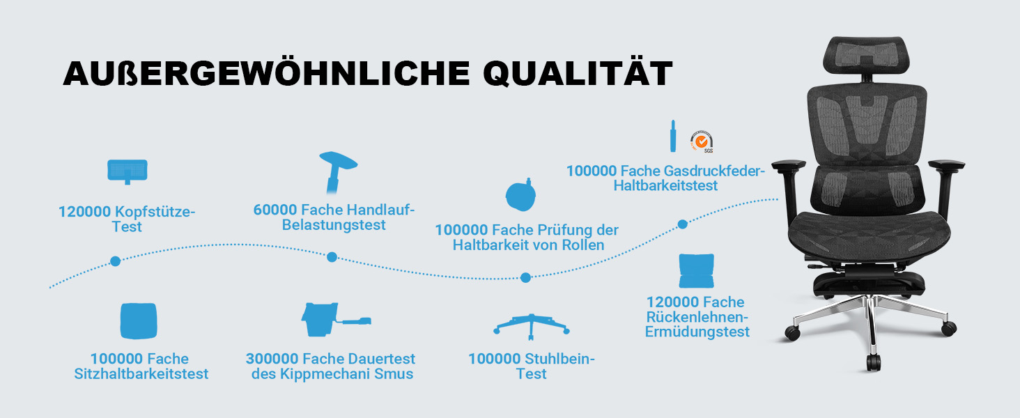 Ергономічне крісло для офісу, 4D підлокітники, регульована глибина сидіння, 4-ступеневий нахил, гумові колеса, сітчаста сидіння, висока спинка, для великих людей, Homeoffice & Gaming, ергономічне крісло для робочого столу (Чорний – з підставкою для ніг, сітчасте сидіння)