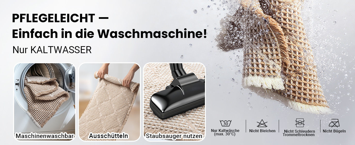 Набір килимків для ванної кімнати (2 шт.) - великий та середній, неслизькі, пранні, бохо-стиль, 51x120 см + 46x77 см, коричневий