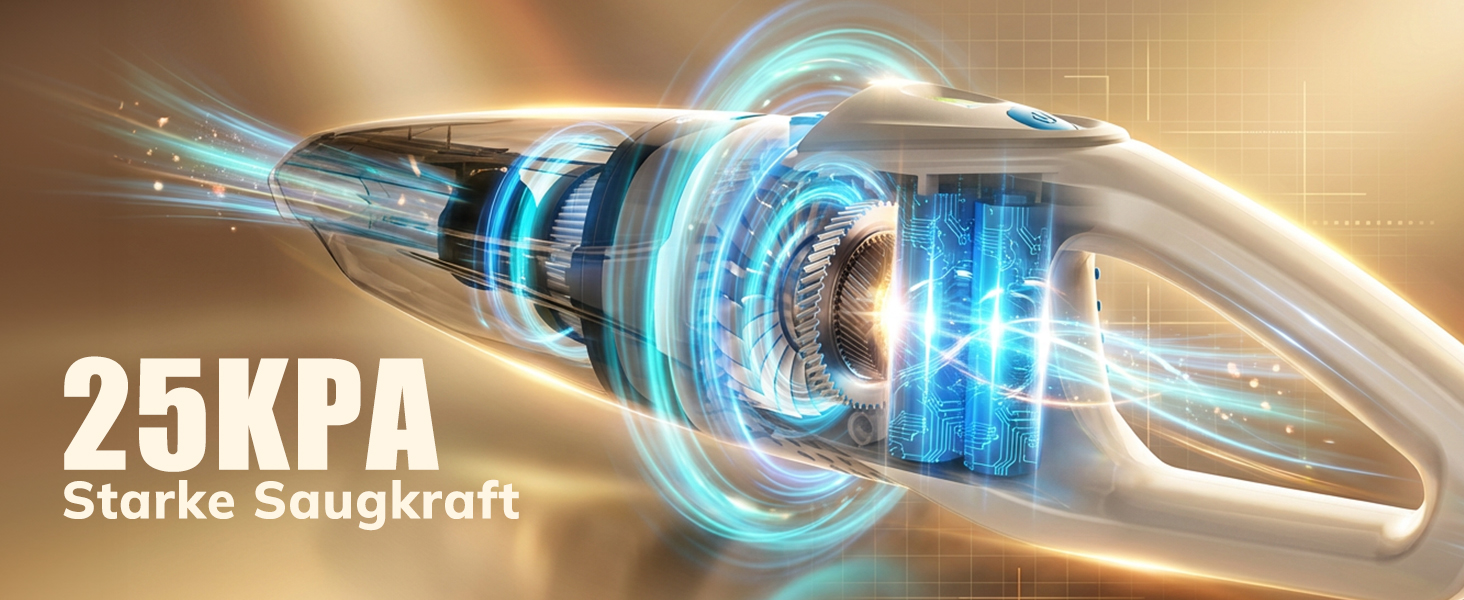 Акумуляторний ручний пилосос для авто та дому, 25000Па, бездротовий з HEPA-фільтром та набором насадок, білий