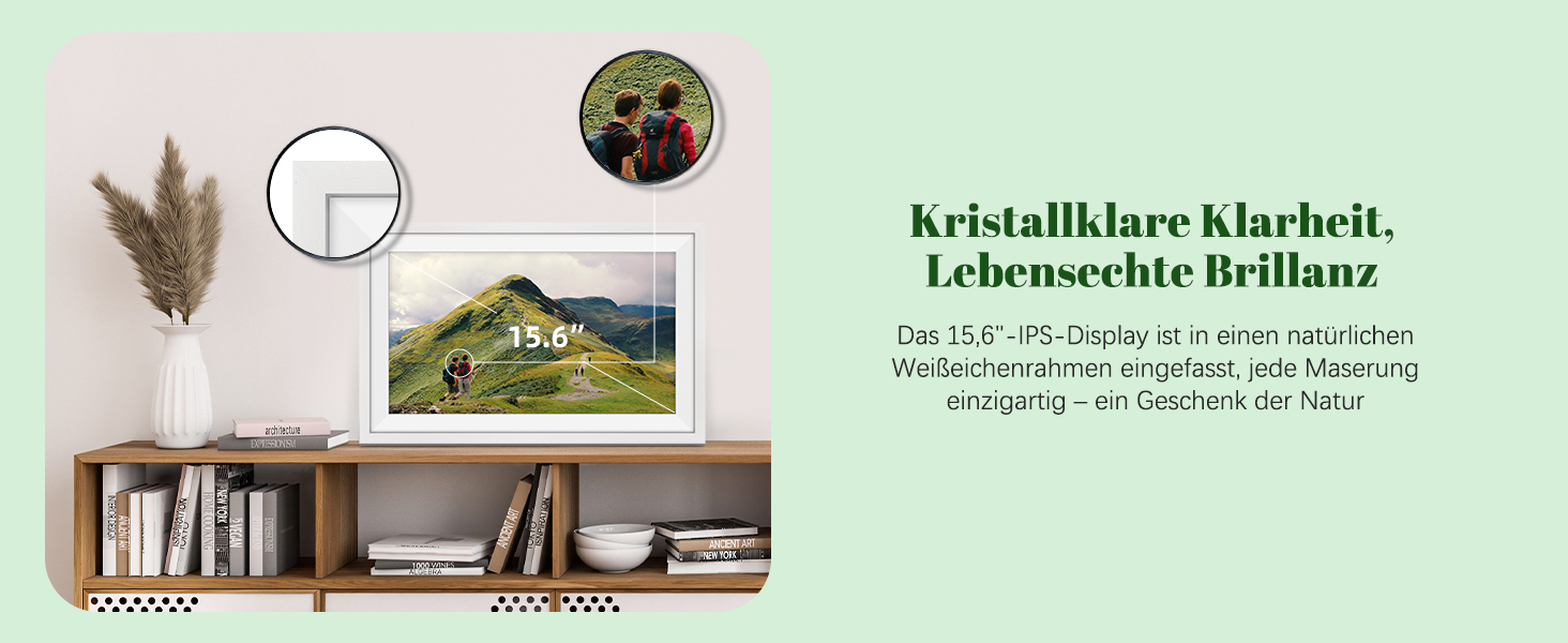 Цифровий фоторамка Eptusmey з Wi-Fi, 10.1 дюймів, корпус з дуба, 32GB, HD IPS сенсорний екран 1280x800, відтворення фото/відео через Uhale APP, подарунок для чоловіків та жінок, колір: білий дуб