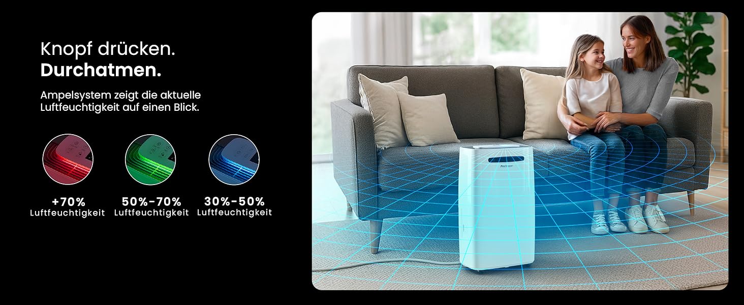 Про Breeze - Вологопоглинач повітря 25л/добу, 30 м², 4 режими, Wi-Fi, таймер, сушка білизни, захист від вологи та плісняви